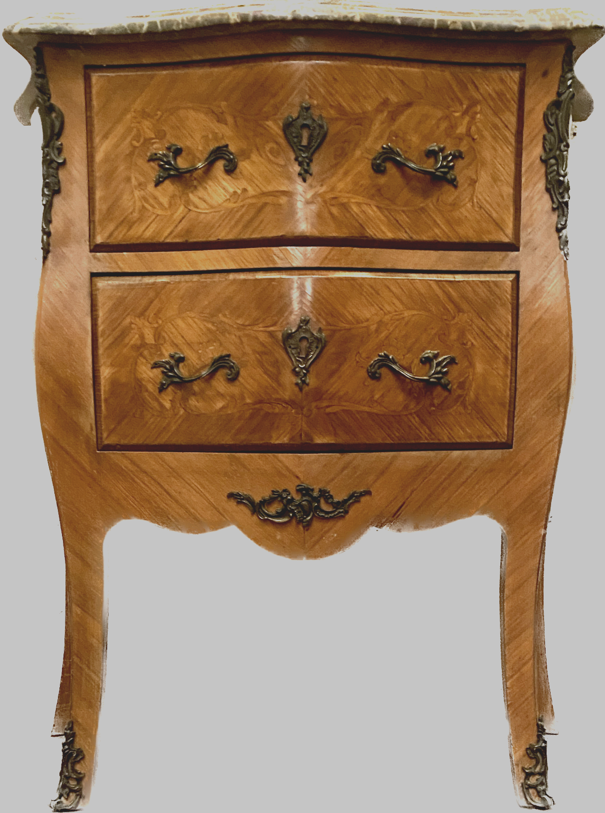 Curved chest of drawers Louis XV style in XX century marquetry