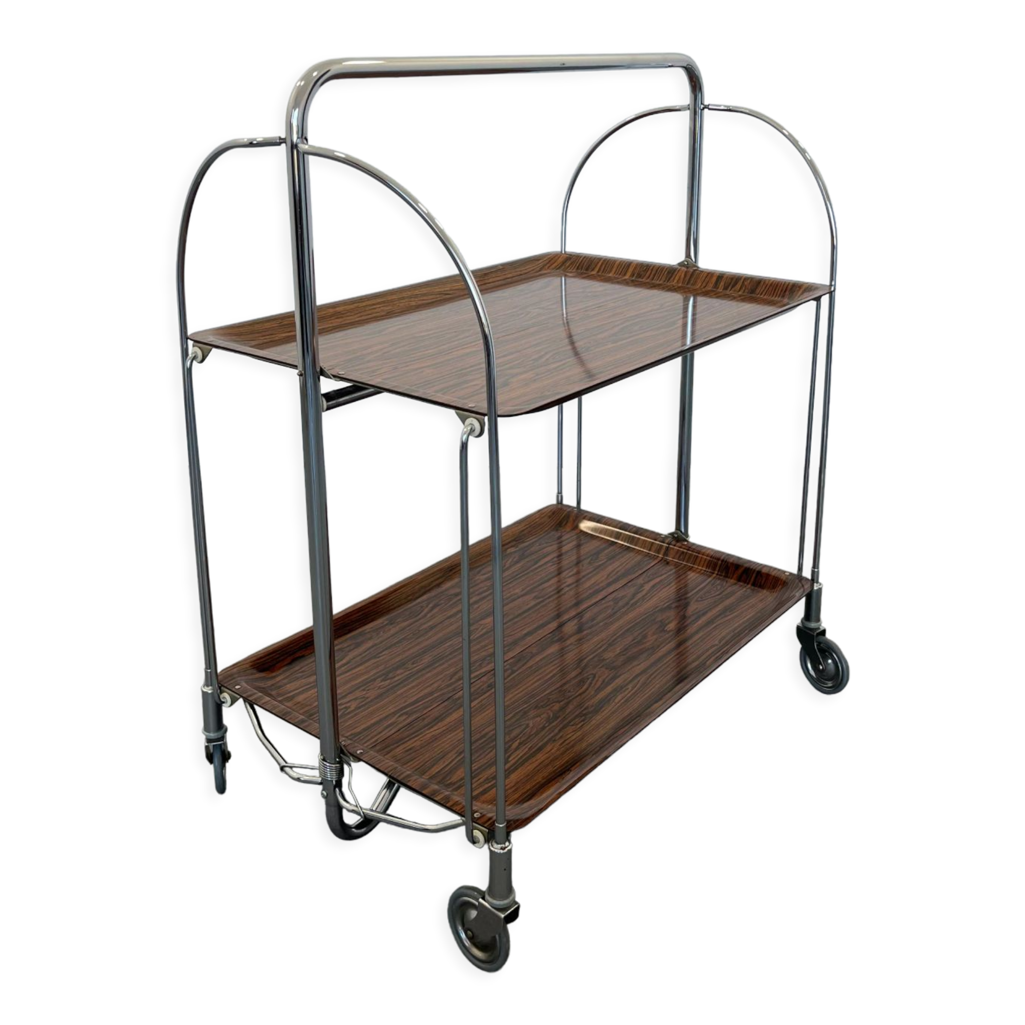 Mid-century foldable serving trolley from bremshey solingen,1960s