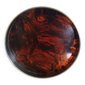 Round vintage Guzzini Lucite tortoiseshell platter 1970s Italian design