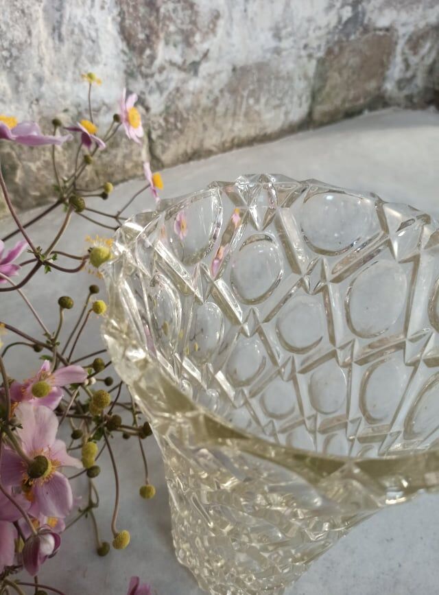 Four bohemian crystal vases