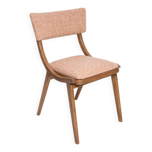 Chaise Bumerang Mid-Century Modern, Laine Pêche Orange, Pologne, Années 1960