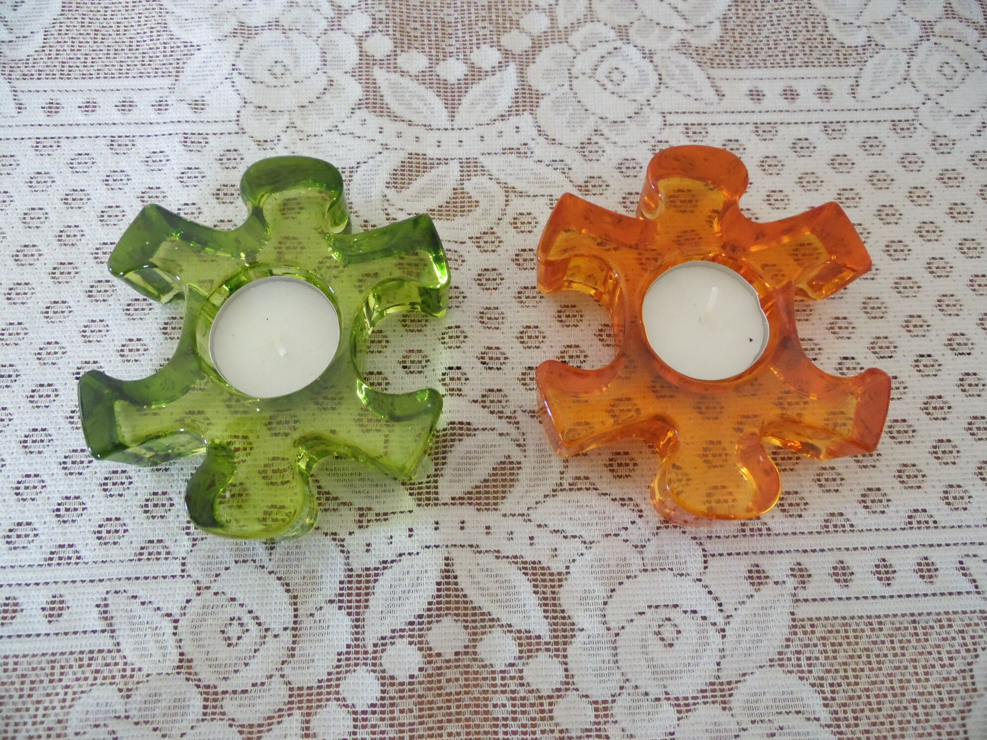 Candle holder shape puzzle piece