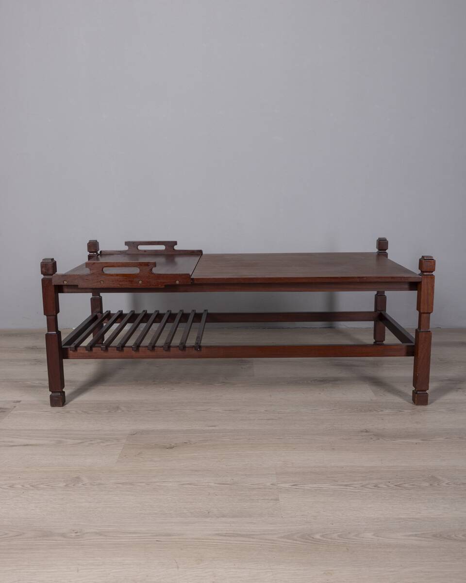 Vintage 1960s coffee table with pull-out tray, Italian design