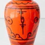 Ceramic table lamp Dutch Orange Gouda “Tokio”, 1970s, black linen shade