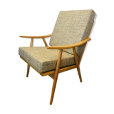 Fauteuil Boomerang beige Ton années 1960