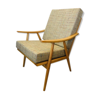 Fauteuil Boomerang beige Ton années 1960