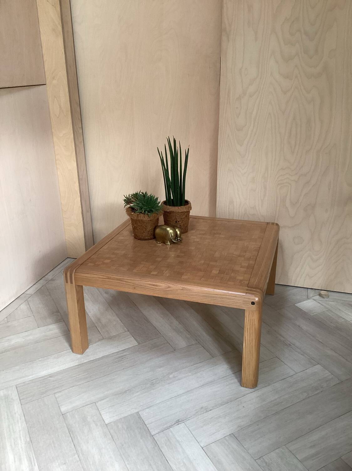 Table basse scandinave, design 1970, en bois de chêne