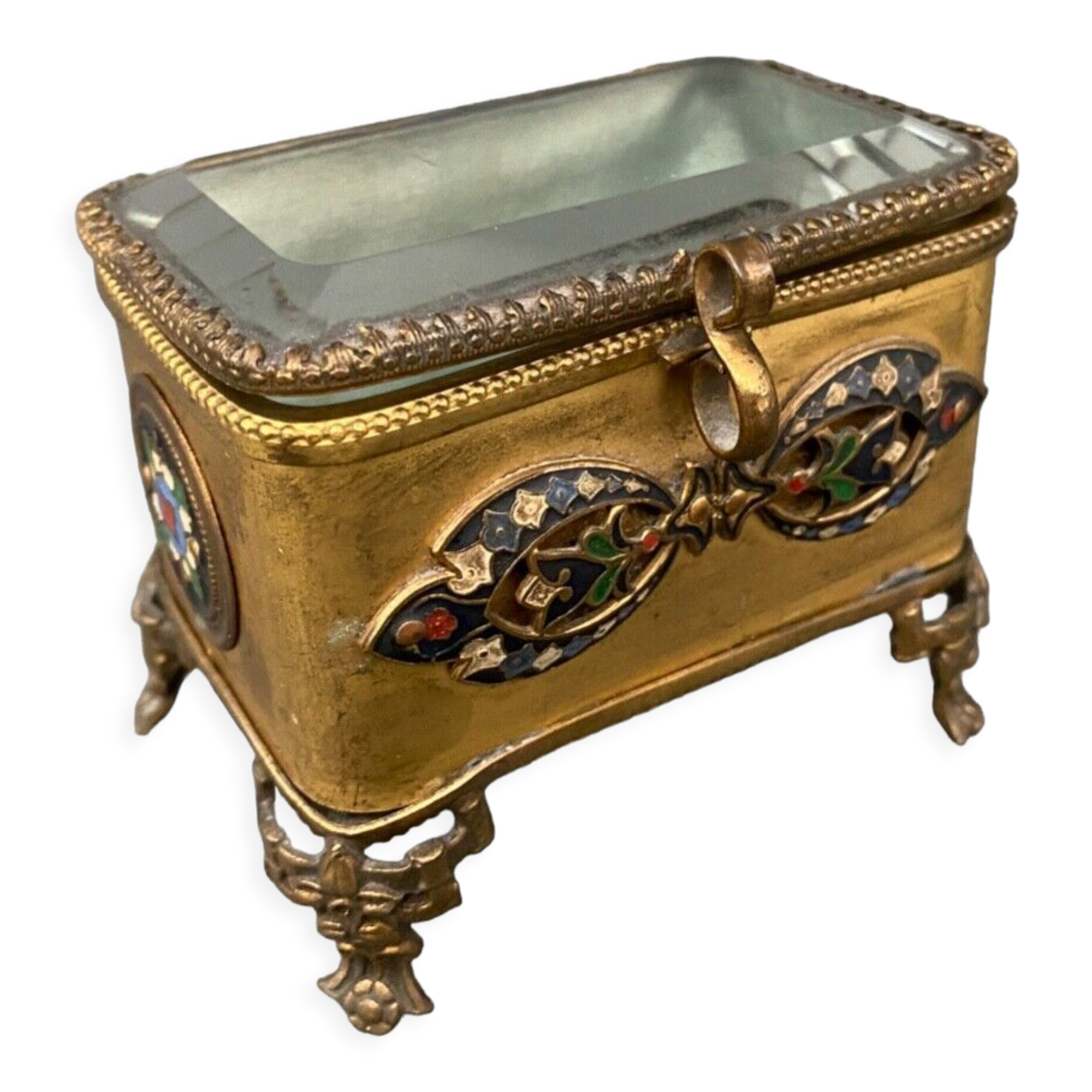 Cloisonné jewel box Napoleon III Faceted glass nineteenth