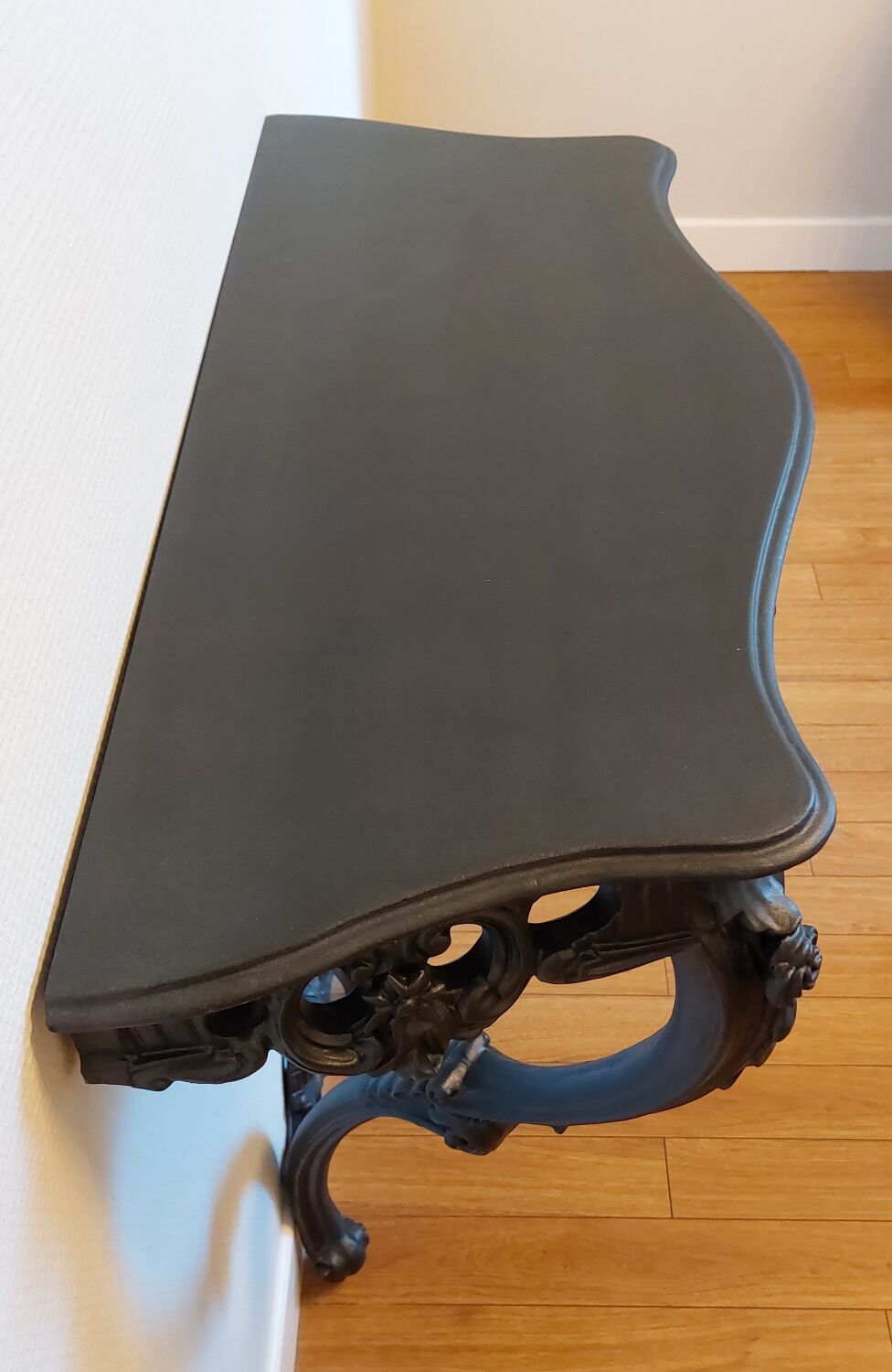 Baroque wall console, steel black