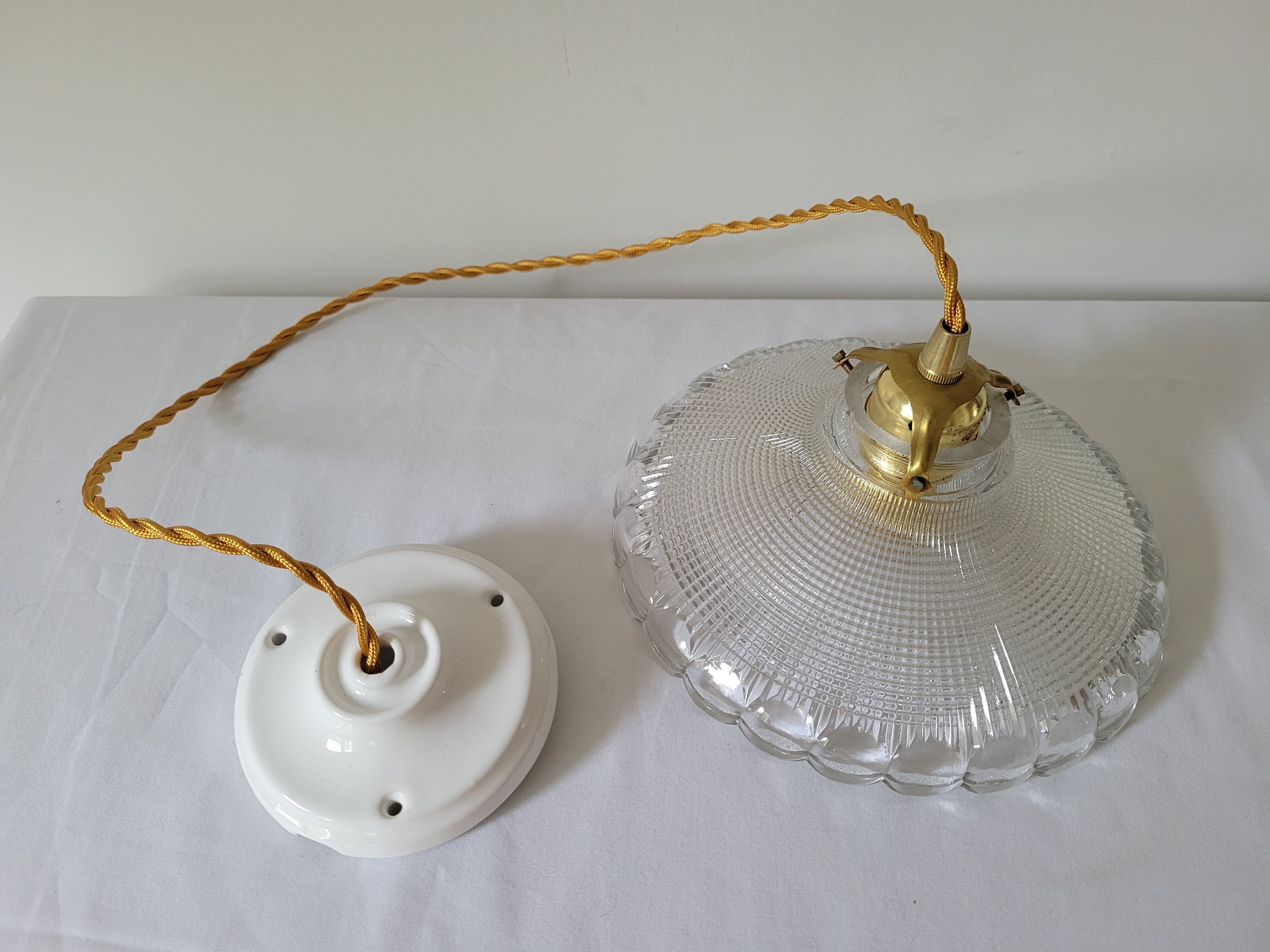 Holophane glass pendant lamp