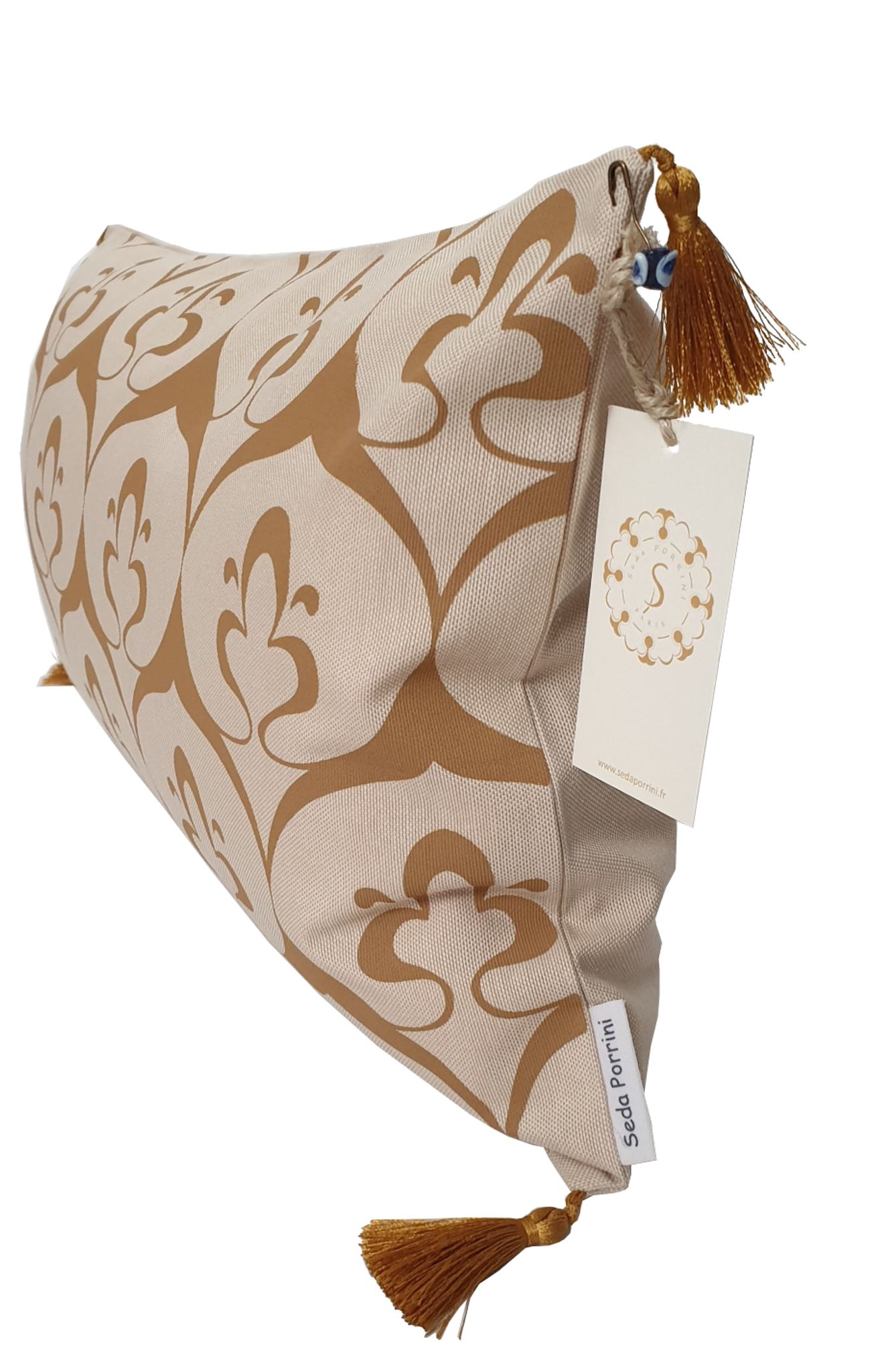 Housse de coussin ottoman beige / ocre havane - 30 x 50