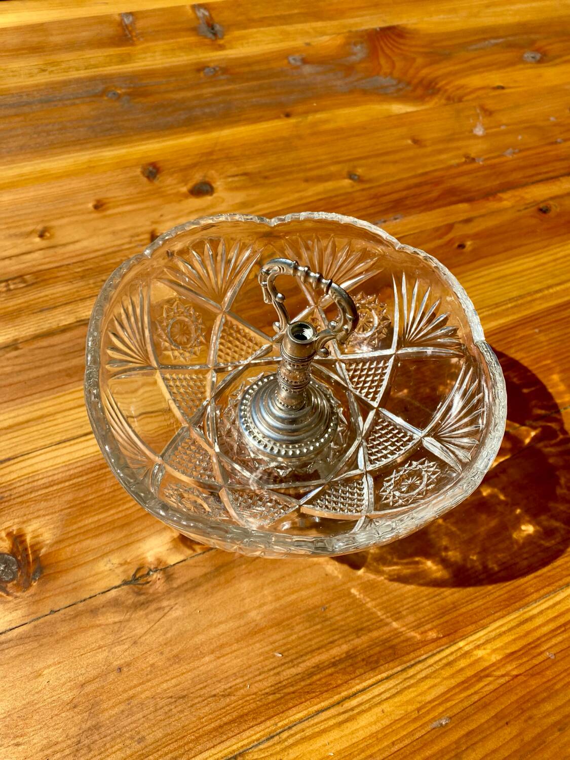 Vintage chiseled glass cup