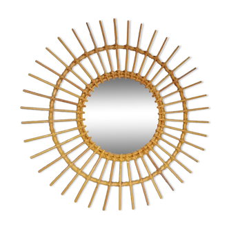 Bamboo rattan sun mirror