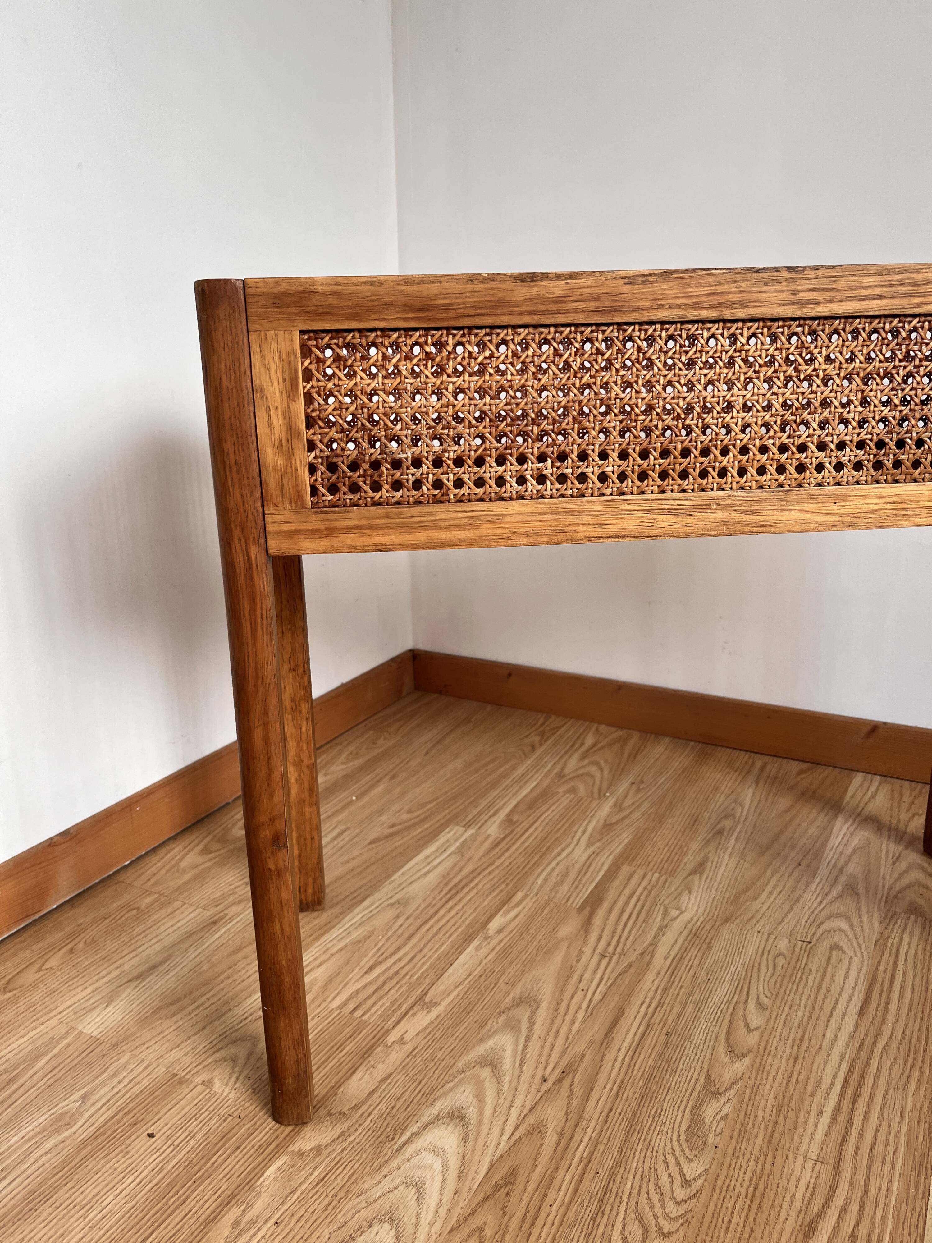 Wood and cane planter