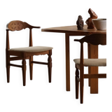 Henning Kjærnulf, set of 8 oak chairs with jute fabric, mid-century Danish, 1960s.