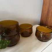 Mid Century amber-coloured bowls Arcoroc Sierra