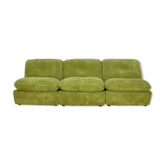 Mid-century green corduroy modular sofa , 1970s