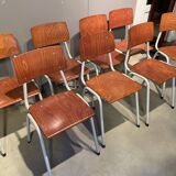 Series of eight obo school chairs from the 70s