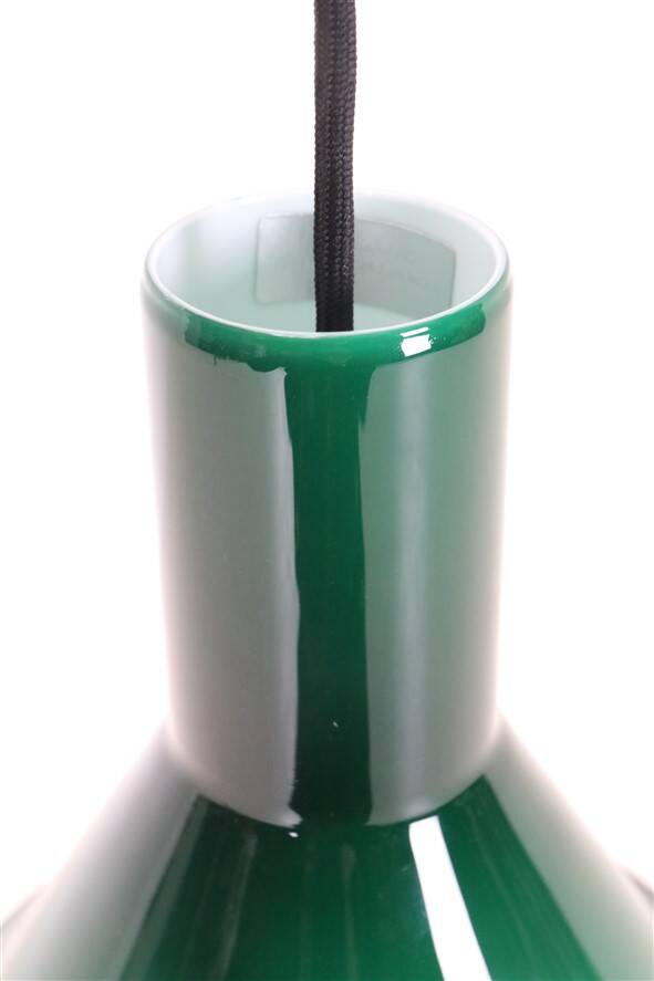 2 suspensions “Mini P&T" en verre vert Holmegaard Michael Bang, années 1970