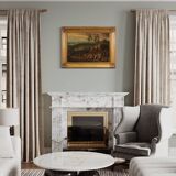 Painting oil on canvas landscape with wayfarers from the 18th century