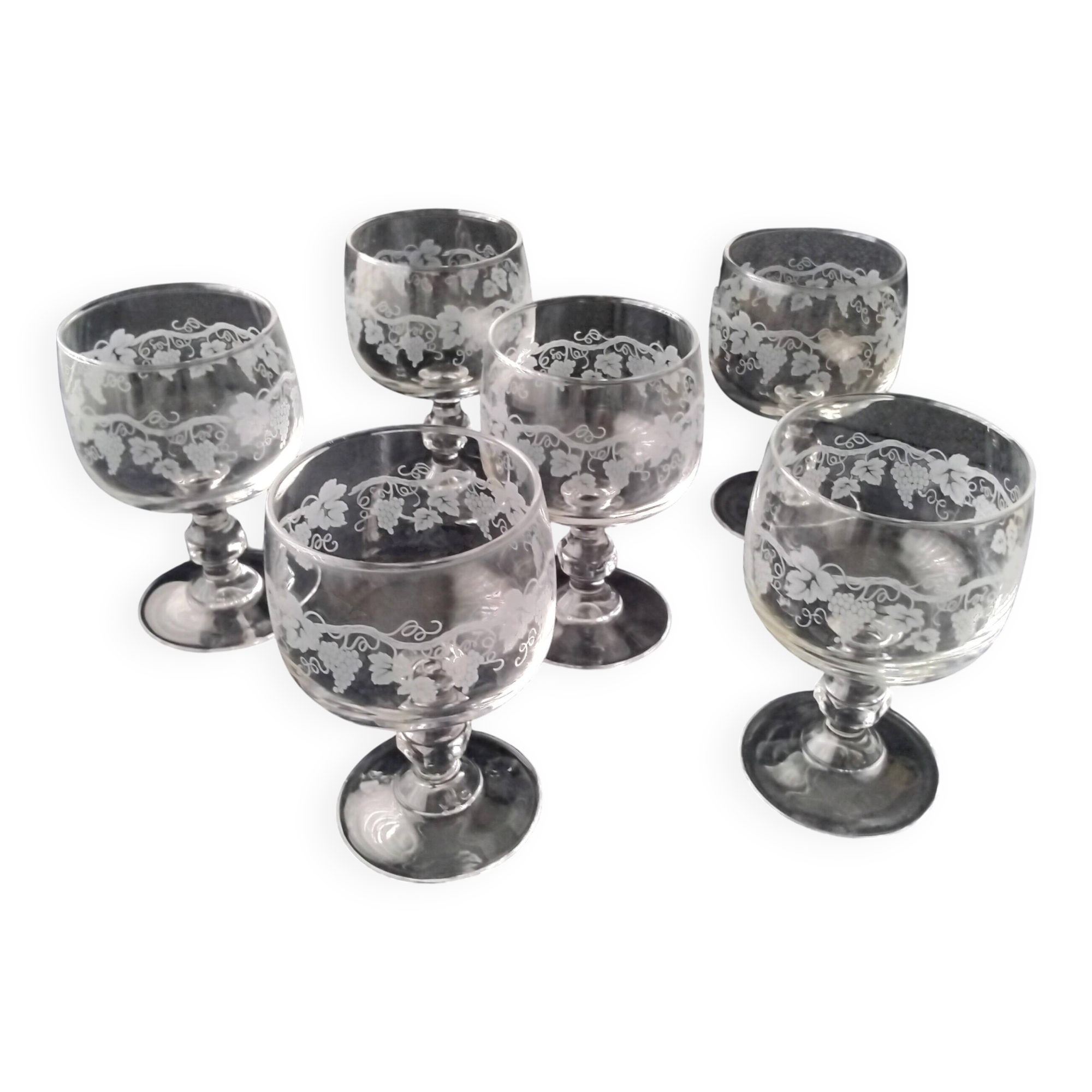 6 Crystal d'Arques wine glasses Model Sarments