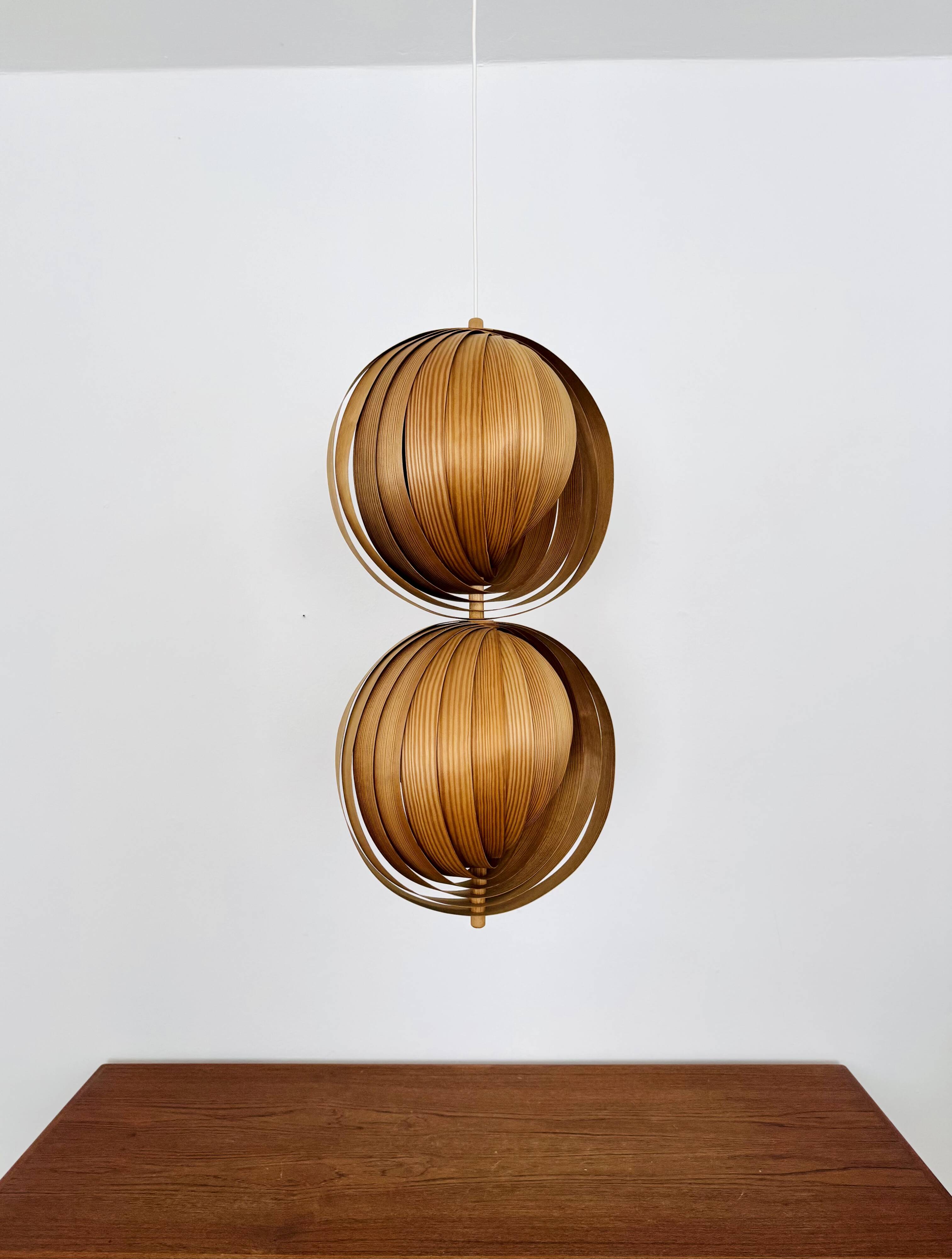 Wooden Double Moon Pendant Lamp