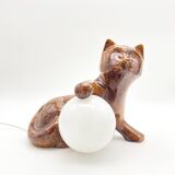 Vintage ceramic cat lamp, 1960s-1970s