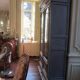Antique carved buffet display cabinet with gray patina