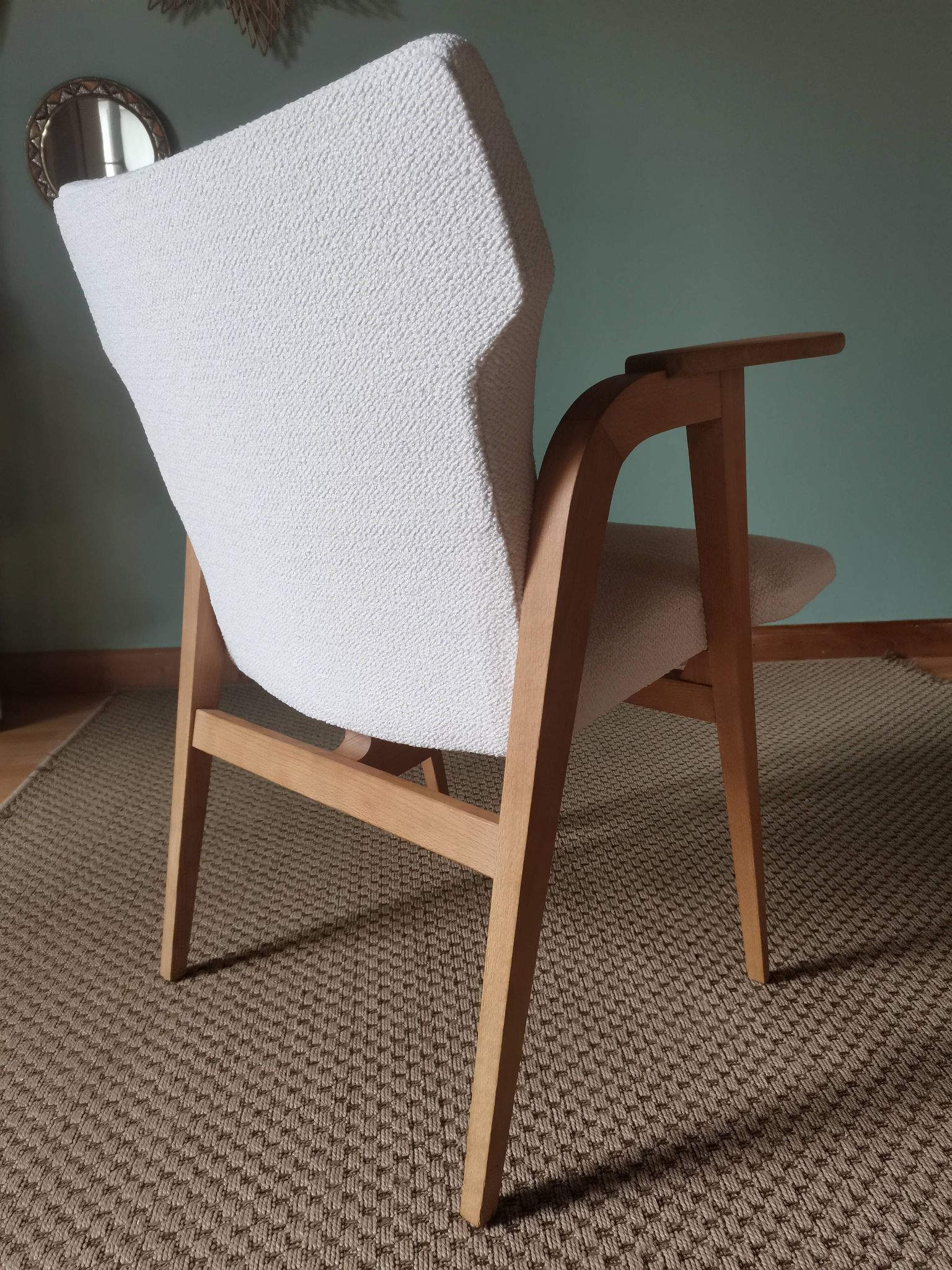 Scandinavian armchairs by Roger Landault in white.