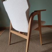 Scandinavian armchairs by Roger Landault in white.