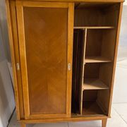 Vintage wardrobe with compass feet, sliding doors