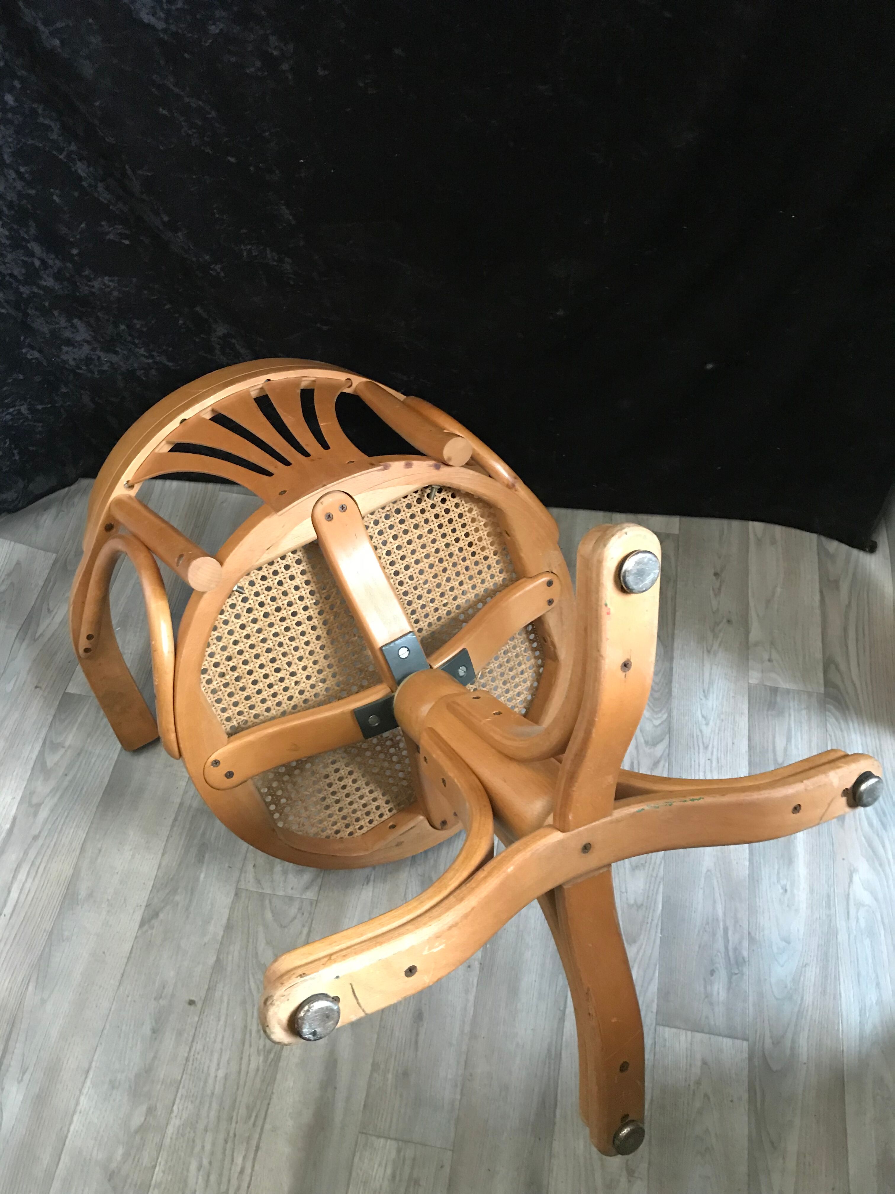 Swivel curved wooden desk armchair