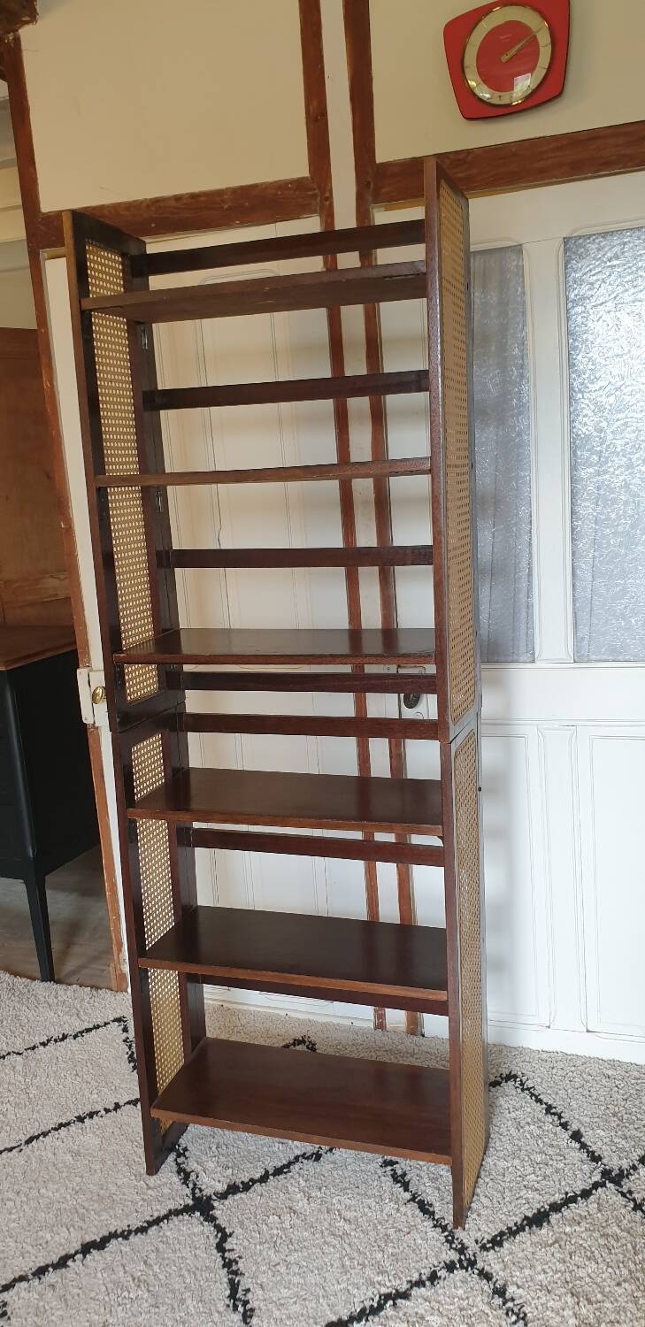 Pair of foldable cane bookcases