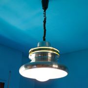 Vintage pendant lamp, chrome aluminium suspension, aluminium lamp, up and down system, space age