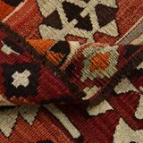 Light Green & Orange Tribal Turkish Kilim Rug, 141x305Cm