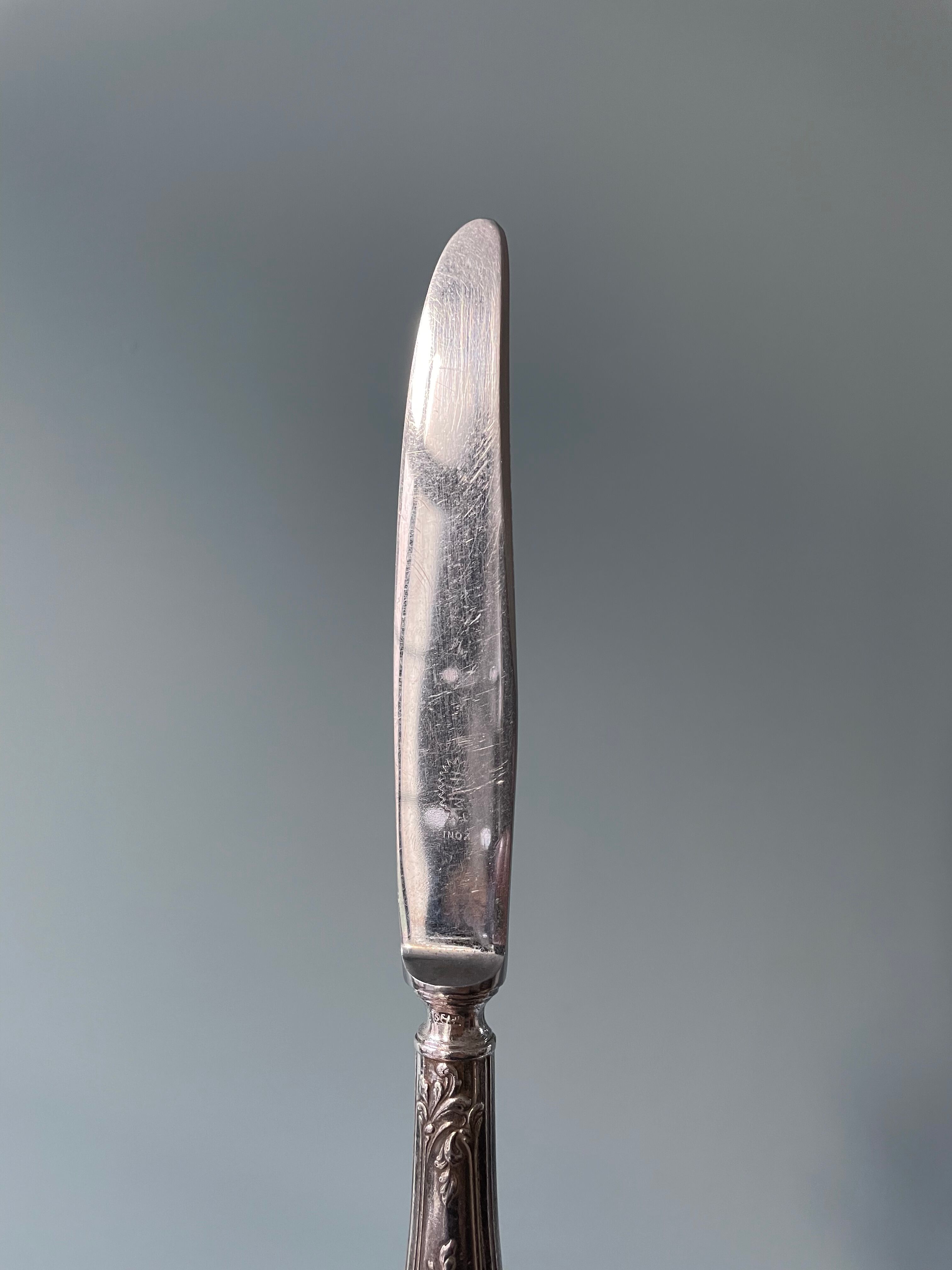 Set of 4 SFAM silver metal cheese knives