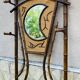 Bamboo coat rack from the 19th century, mirror in the shape of a crescent moon.