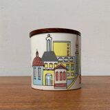 German ceramic box or mid-century biscuit jar with a teak lid by SMF Schramberg Keramik, 1960s