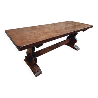Table française en style monastère – Merisier massif – Années 1950