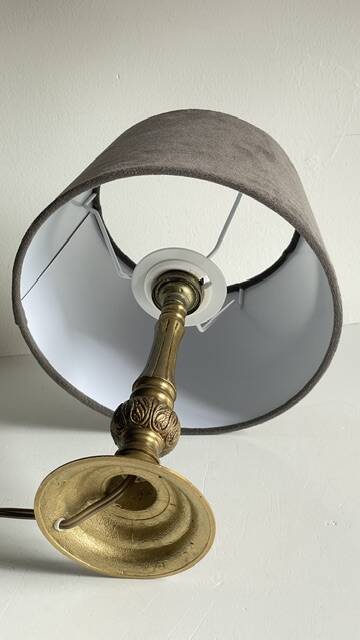 MASSIVE BRASS LAMP and VINTAGE Velvet