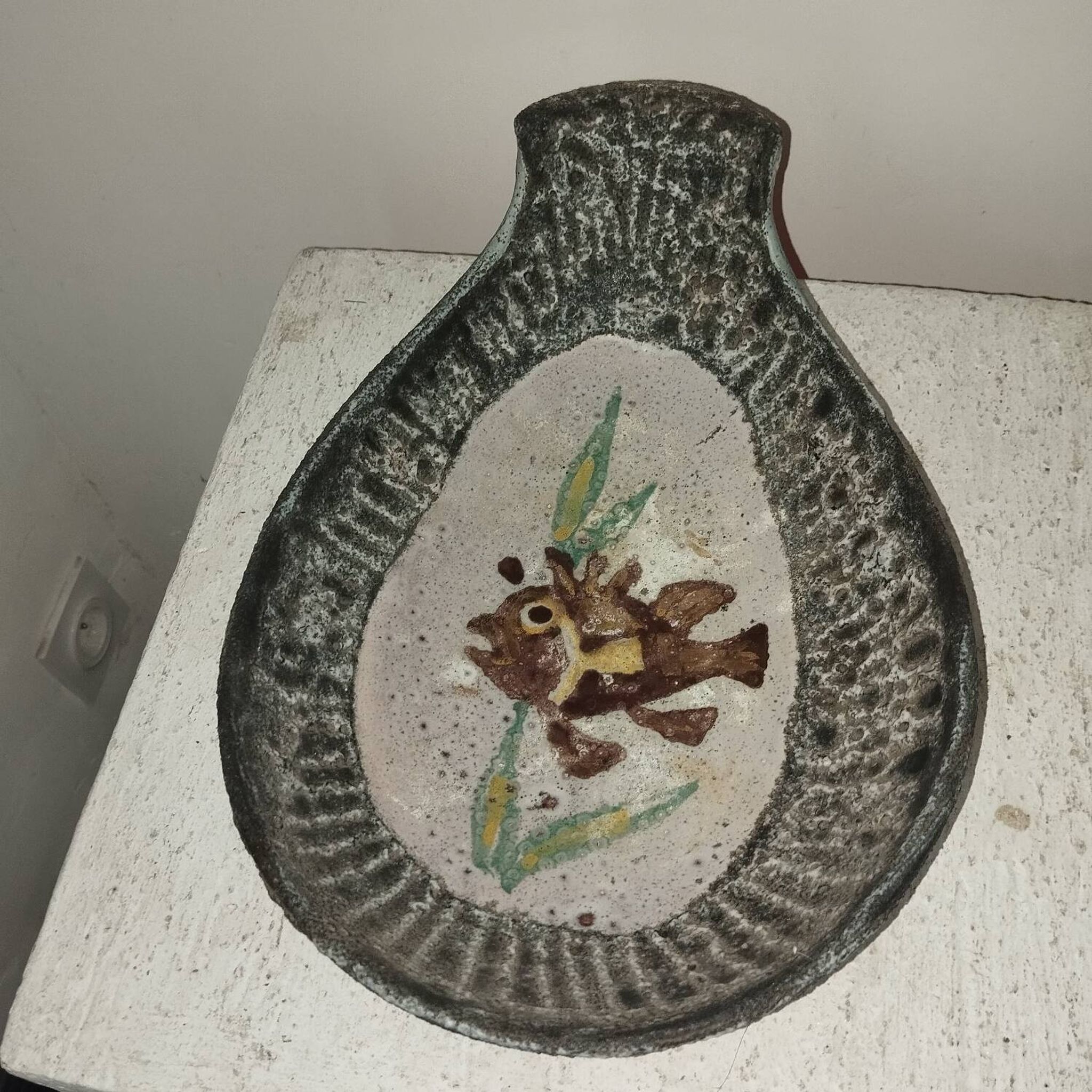 Coupe coquillage poisson céramique années 50 Vallauris