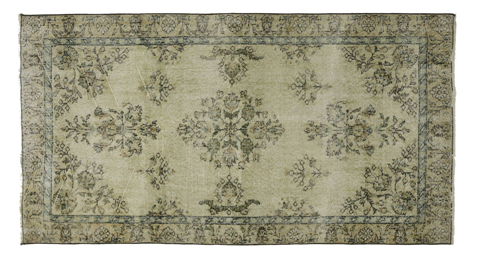 ONE-OF-A-KIND TURKISH HANDWOVEN VINTAGE RUG - RUSTIC VINTAGE CHARM 203X 111