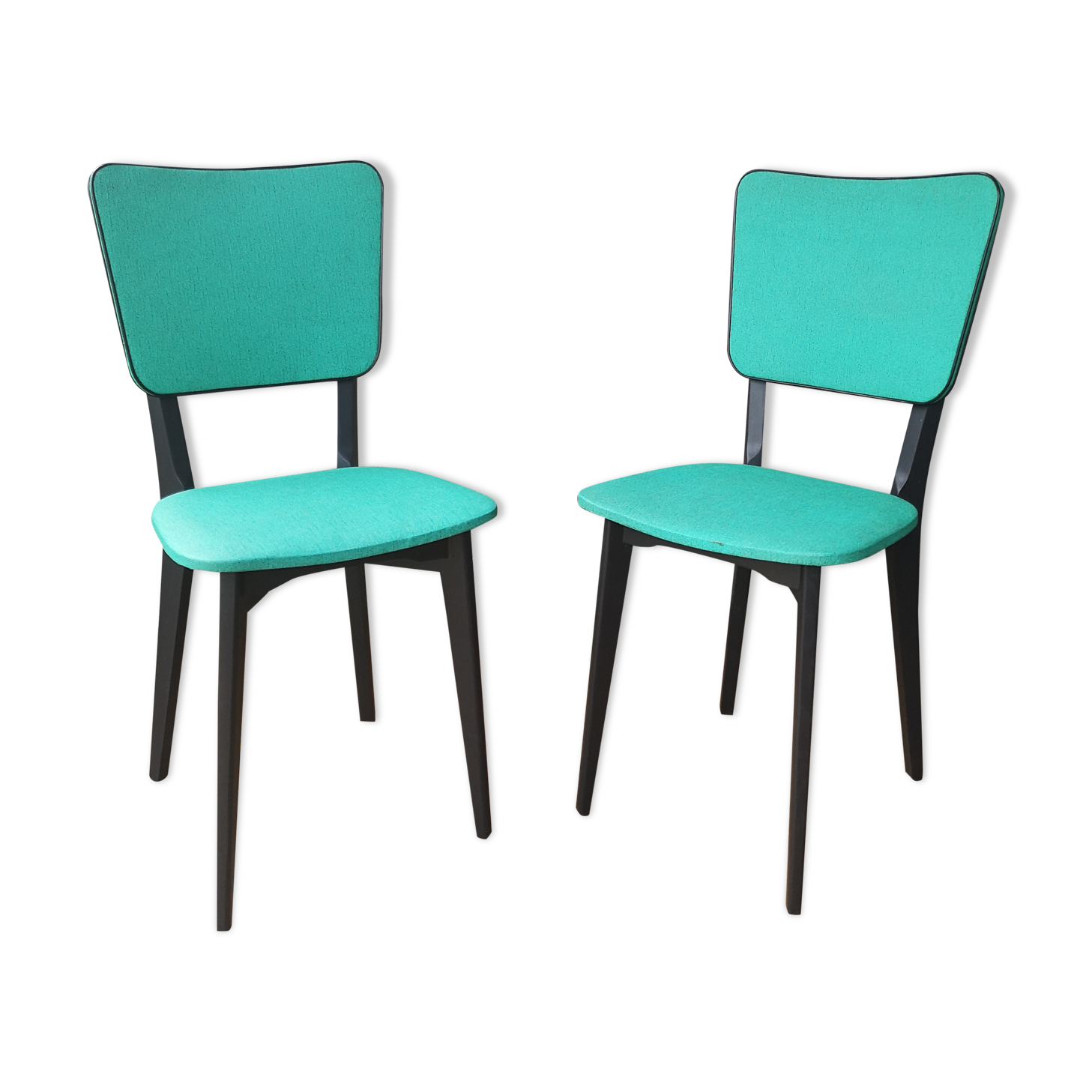 Lot de 2 chaises bois et moleskine verte