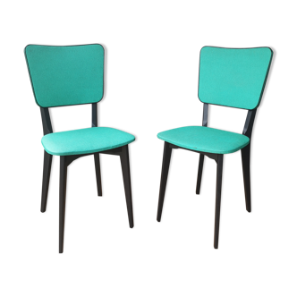 Set of 2 wooden chairs and green moleskine