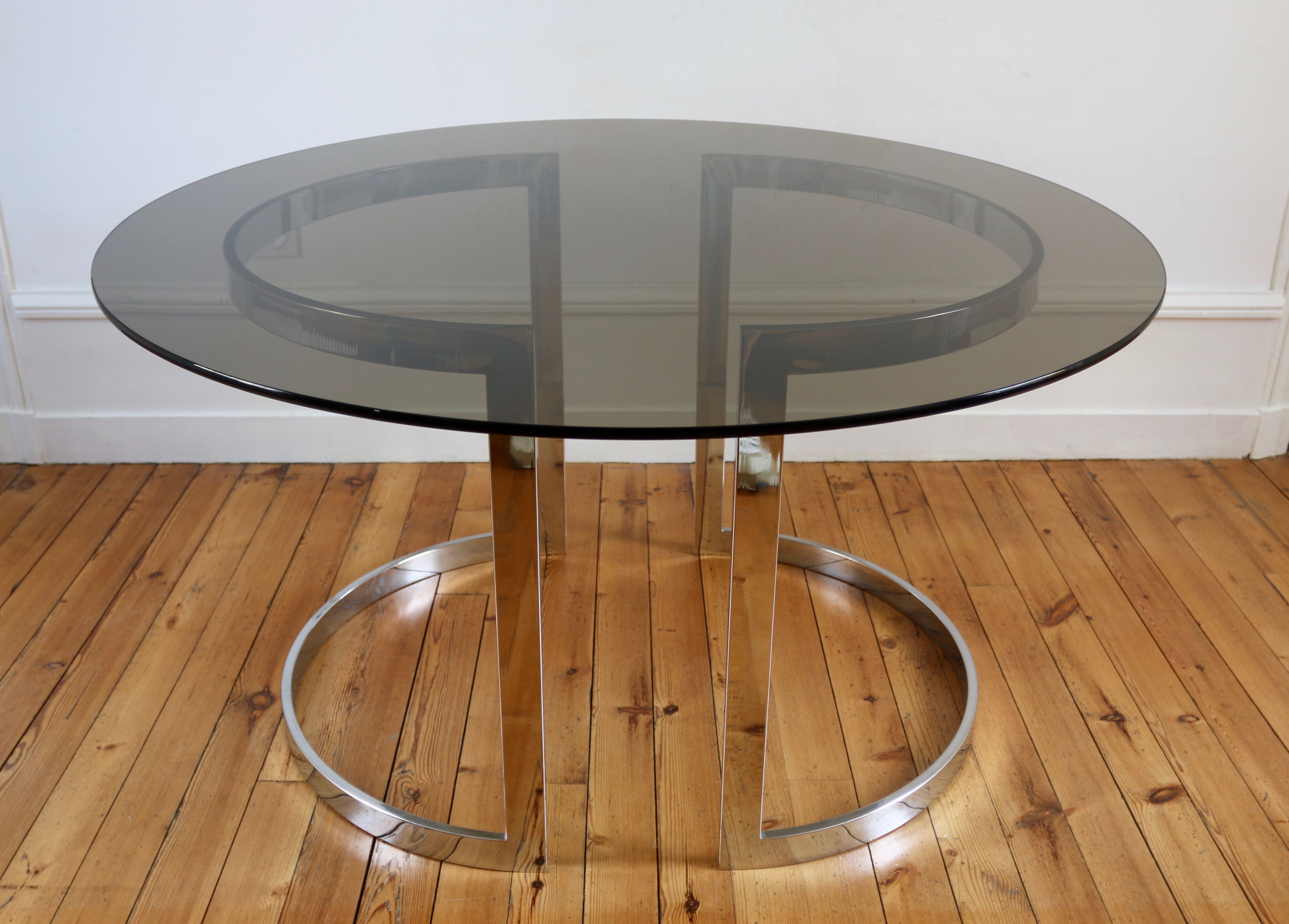 1970 glass and chrome Boris Tabacoffunfortunately Roche Bobois dining room table