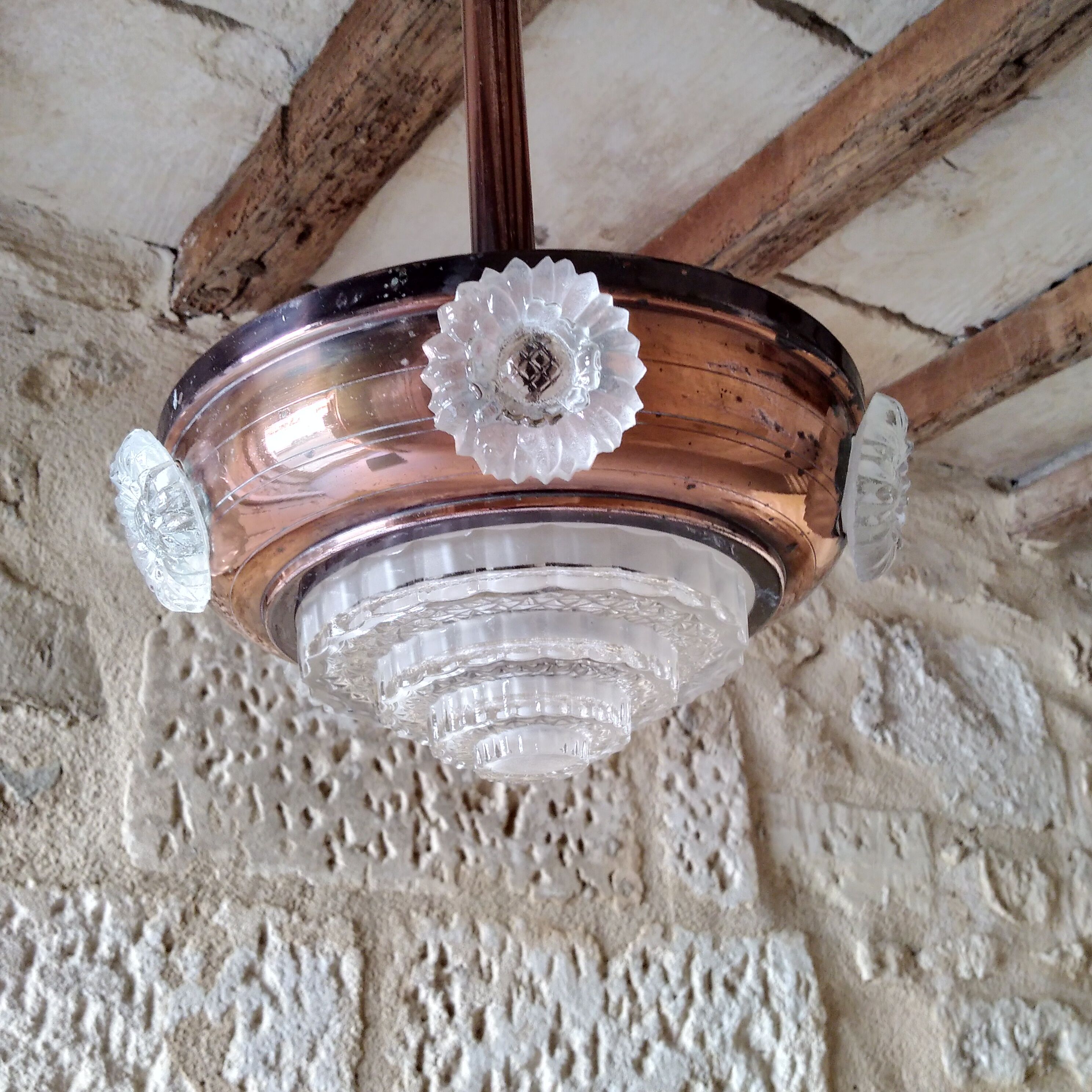 Art Deco pendant lamp glass building