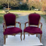 Louis XV armchairs in solid wood, 20th century