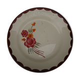Opaque porcelain plate HBCM Creil Montereau model Huguette diam 22.5 cm