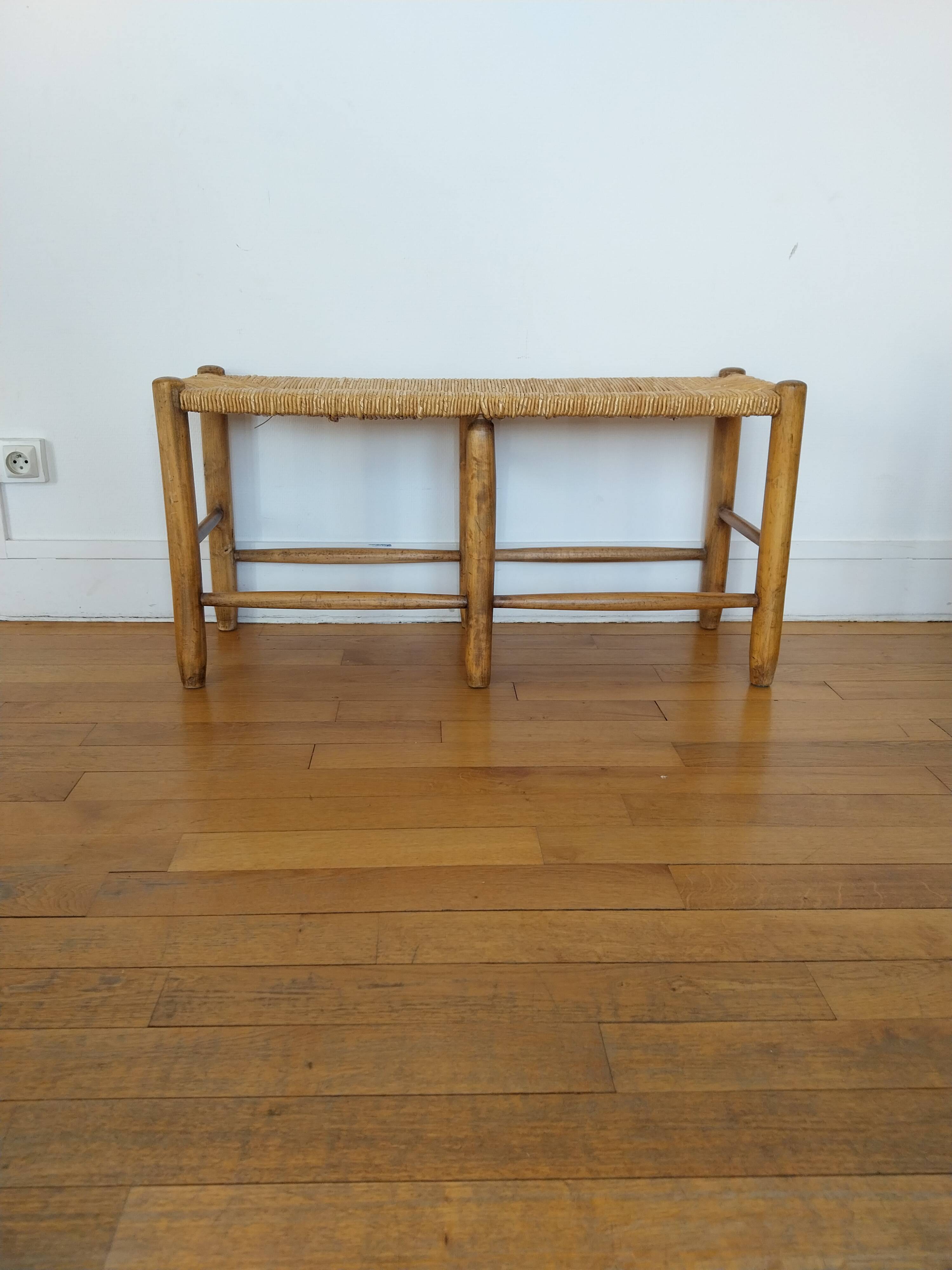 1950s straw bench