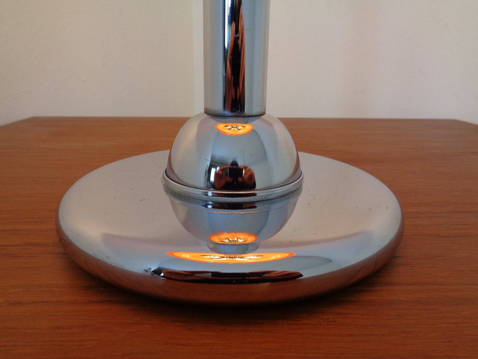 Italian orange plastic and chrome table lamp, 1960s